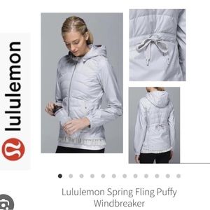 Lululemon Spring Fling Puffy Windbreaker size 10 Zip Hood grey